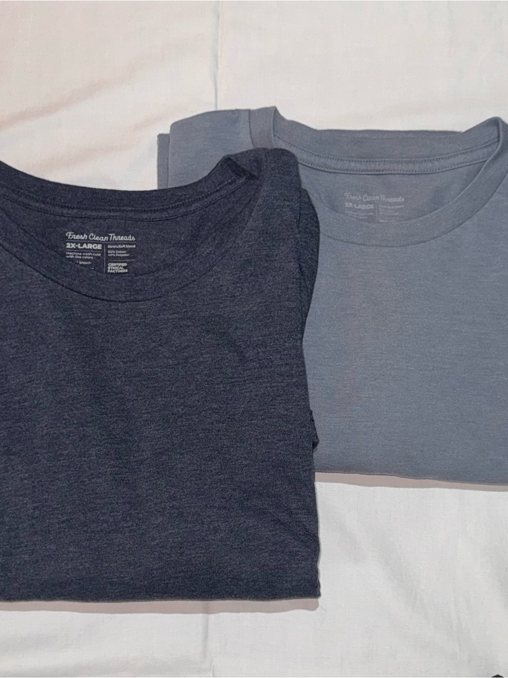 Fresh Clean Threads Men’s Crew Neck T-Shirts - Charcoal & Light Blue (2-Pack)
